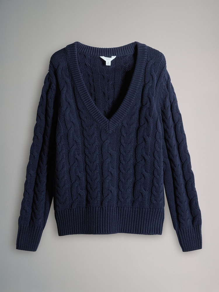 O conjunto 2 Pacote de jumpers de malha trançada com decote em V - Imagem 2 de 5