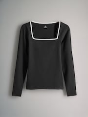 The Set Black/White/Stripe 3 Pack Square Neck Longsleeve T-Shirts - Image 2 of 6