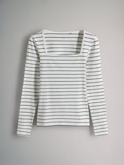 The Set Black/White/Stripe 3 Pack Square Neck Longsleeve T-Shirts - Image 3 of 6