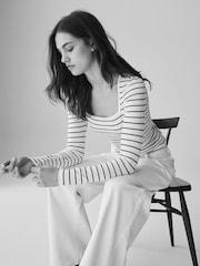The Set Black/White/Stripe 3 Pack Square Neck Longsleeve T-Shirts - Image 7 of 12