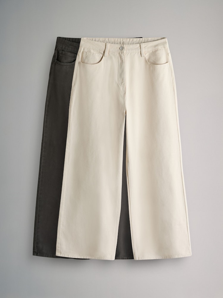 The Set Cream/Chocolate Brown 2 Pack Straight Leg Jeans - Image 1 of 5