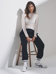 The Set Cream/Brown/Navy Blue 3 Pack Sheer Long Sleeve T-Shirts - Image 6 of 13