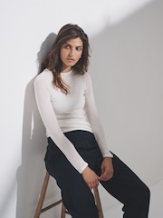 The Set Cream/Brown/Navy Blue 3 Pack Sheer Long Sleeve T-Shirts - Image 8 of 13