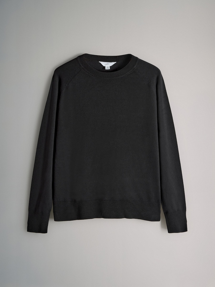 The Set Black/Charcoal/Grey/Black & Cream Stripe 4 Pack Fine Knit Crew Neck Jumpers - Image 2 of 7