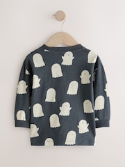 Grey/White Ghost All Over print Halloween Long Sleeve Graphic Print T-Shirt (3mths-7yrs) - Image 5 of 7
