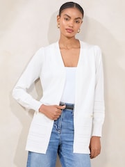Lipsy White Pointelle Detail Longline Cardigan - Image 1 of 5