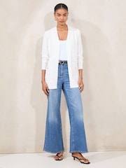 Lipsy White Pointelle Detail Longline Cardigan - Image 2 of 5