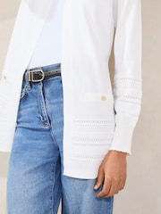 Lipsy White Pointelle Detail Longline Cardigan - Image 5 of 5