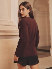 Lipsy Chocolate Brown Buttoned Smart Longline Knit Cardigan - Image 4 of 5