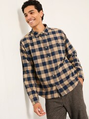 FatFace Navy Long Sleeve Relaxed Buffalo Check Shirt - Image 1 of 5