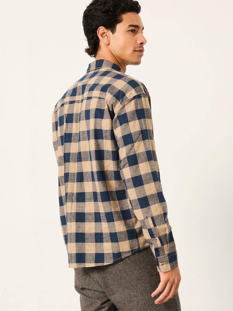 FatFace Navy Long Sleeve Relaxed Buffalo Check Shirt - Image 2 of 5