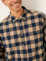 FatFace Navy Long Sleeve Relaxed Buffalo Check Shirt - Image 3 of 5