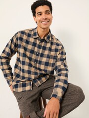 FatFace Navy Long Sleeve Relaxed Buffalo Check Shirt - Image 4 of 5