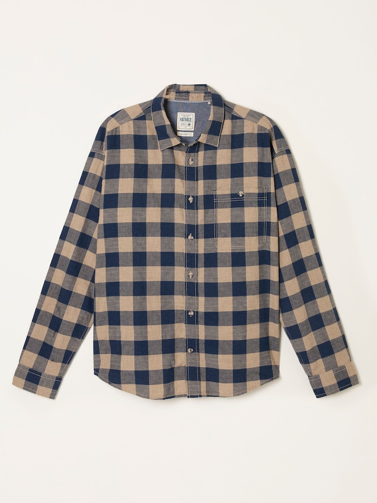 FatFace Navy Long Sleeve Relaxed Buffalo Check Shirt - Image 5 of 5