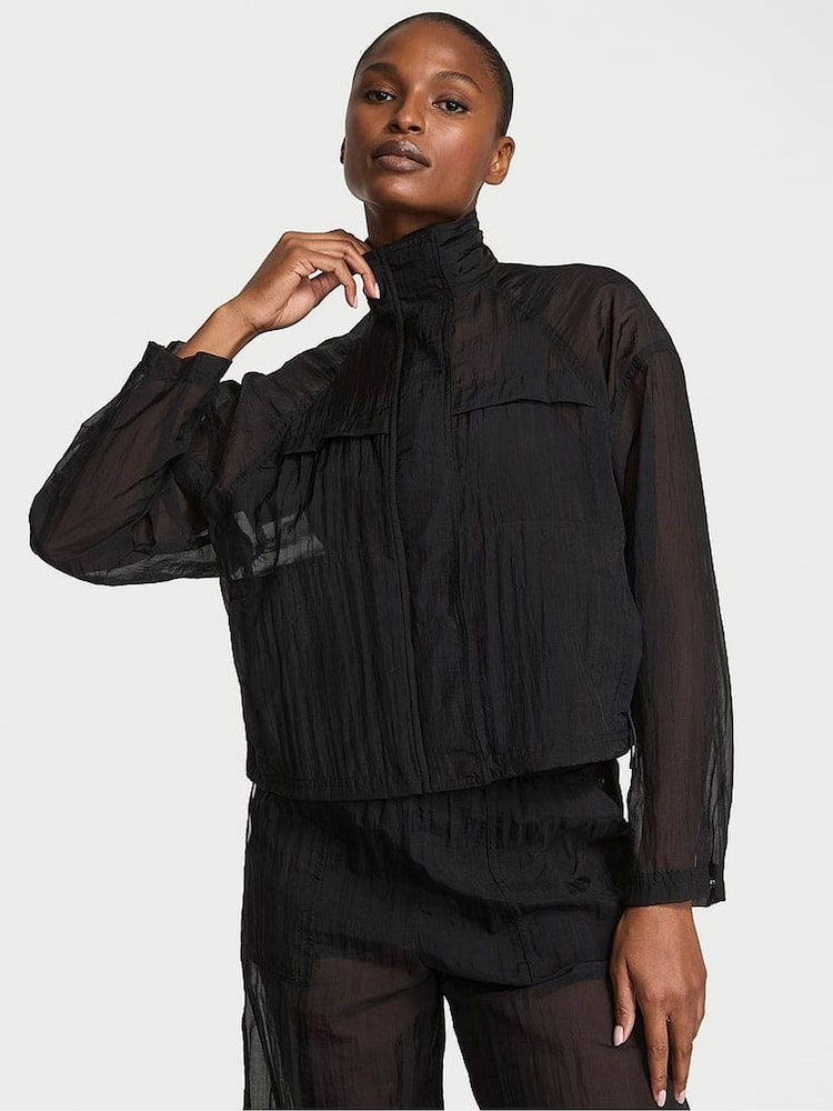 Victoria's Secret Black VSX Sheer Ripstop Jacket - Image 1 of 3 Victoria's Secret Black VSX Sheer Ripstop Jacket - Image 1 of 3