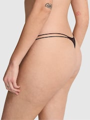 Victoria's Secret PINK Brown Leopard Mini Scoop Thong Logo Mesh Knickers - Image 2 of 3
