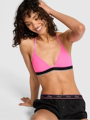 Victoria's Secret PINK Radiant Rose Pink Halterneck Mesh Logo Halter Triangle Bralette - Image 1 of 2
