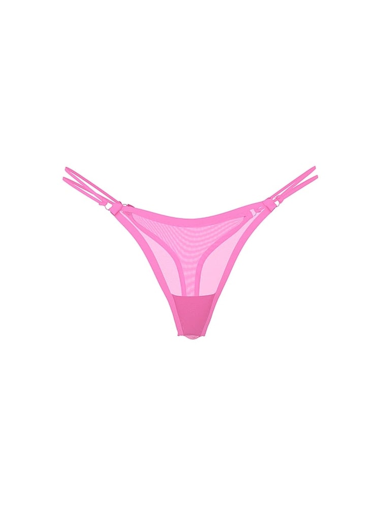 Victoria's Secret PINK Radiant Rose Pink Mini Scoop Thong Logo Mesh Knickers - Image 3 of 3