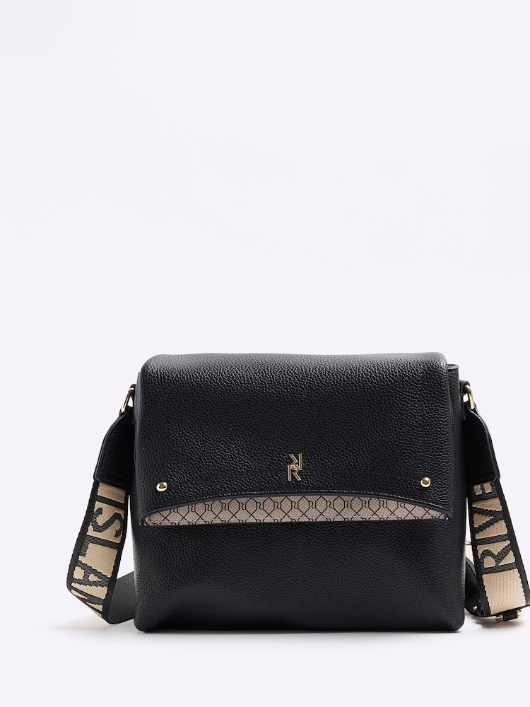 Черный - River Island Flap Over Cross-Body Bag - Image 1 of 5