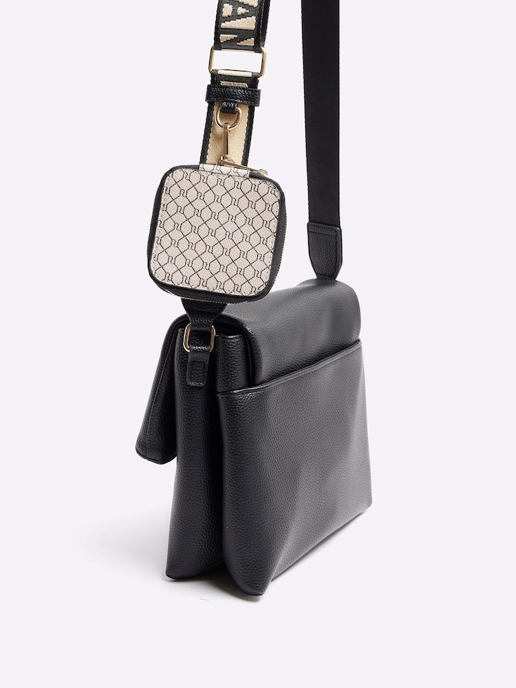 Черный - River Island Flap Over Cross-Body Bag - Image 2 of 5