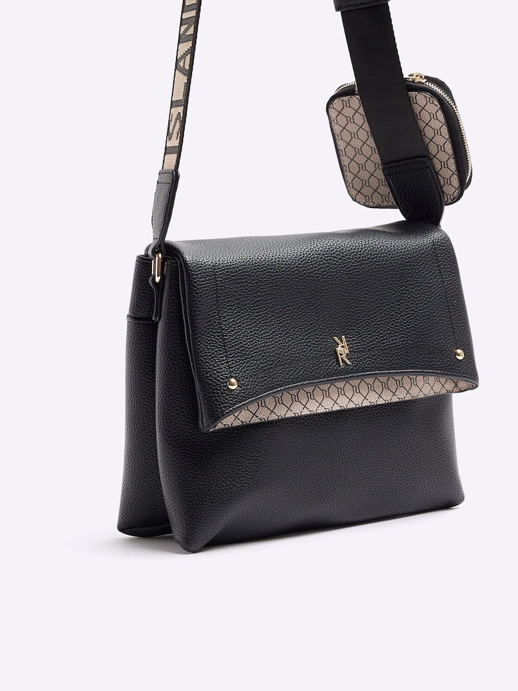 Черный - River Island Flap Over Cross-Body Bag - Image 5 of 5