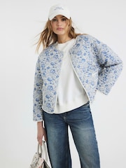 River Island Reversible Floral Stripe Quilted Jacket - Image 2 of 5