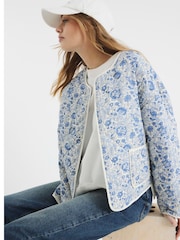 River Island Reversible Floral Stripe Quilted Jacket - Image 3 of 5