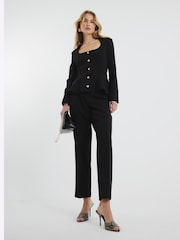 River Island Black Peplum Button Front Blazer - Image 2 of 6
