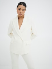 River Island Cream Oversized Double Breasted Blazer - Image 1 of 6