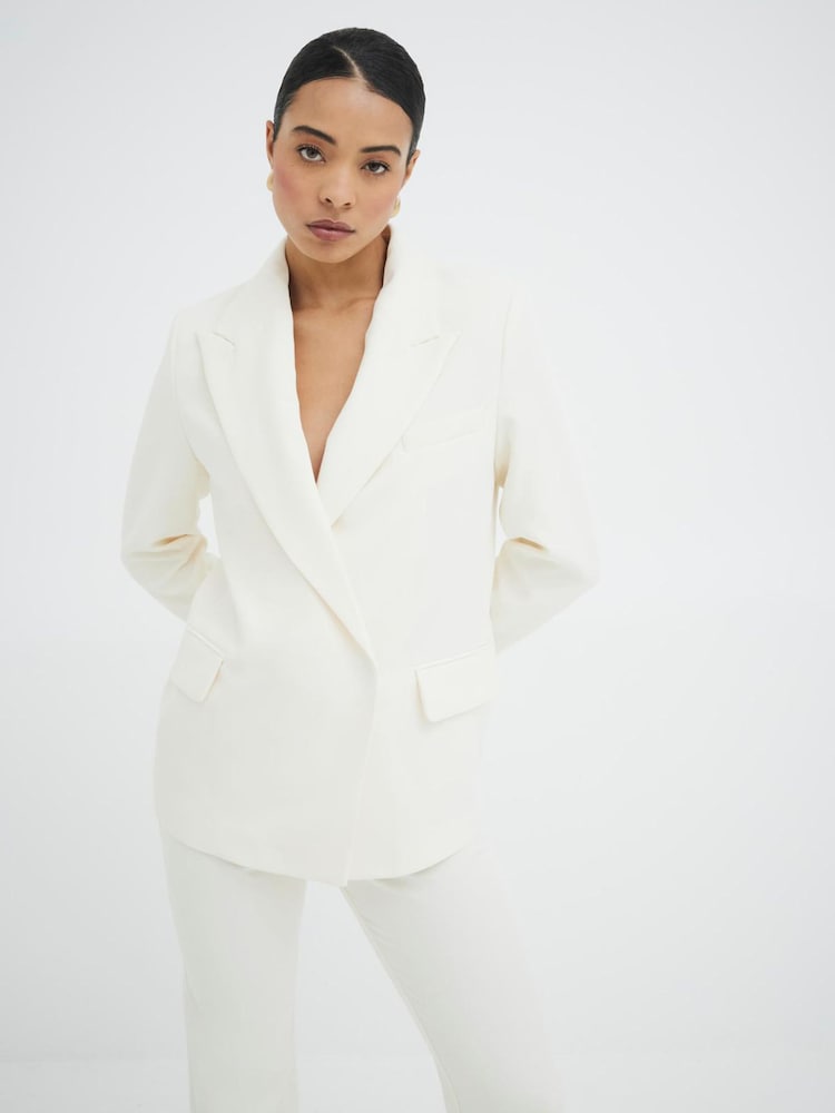 River Island Cream Oversized Double Breasted Blazer - Image 1 of 6
