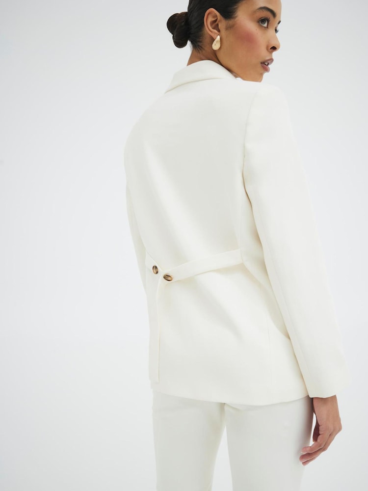 River Island Cream Oversized Double Breasted Blazer - Image 2 of 6