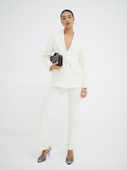 River Island Cream Oversized Double Breasted Blazer - Image 3 of 6