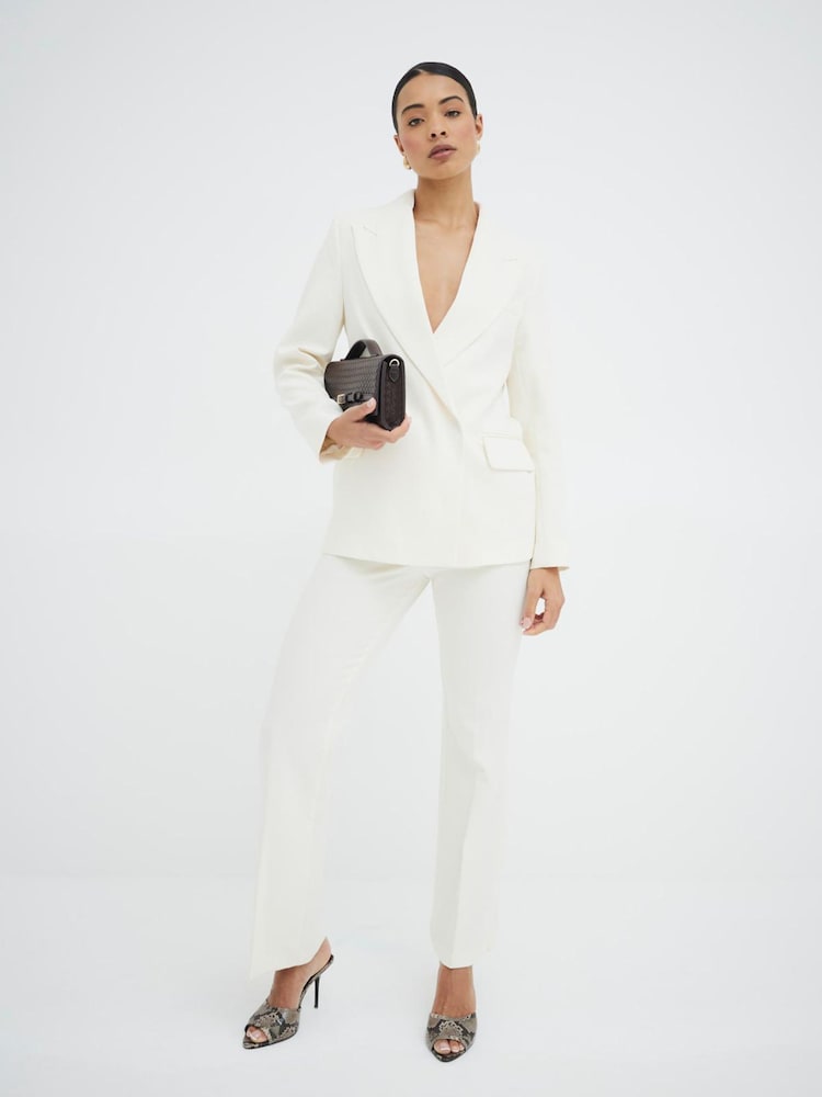 Crème - River Island Oversized Double Breasted Blazer - Image 3 of 6