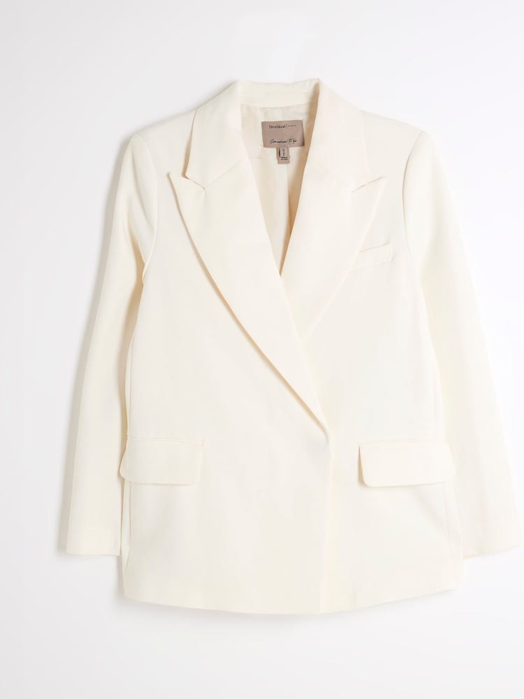 Crème - River Island Oversized Double Breasted Blazer - Image 5 of 6