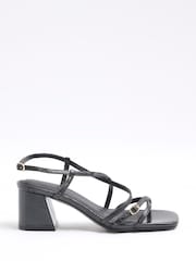 أسود - River Island Strappy Block Heel Sandals - صورة 2 من 6