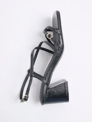 أسود - River Island Strappy Block Heel Sandals - صورة 4 من 6