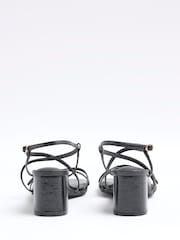 أسود - River Island Strappy Block Heel Sandals - صورة 5 من 6