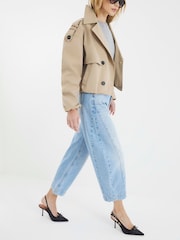 River Island Light Blue Seamed Barrel Jeans - Image 3 of 6