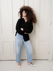 River Island Light Blue Seamed Barrel Jeans - Image 4 of 6