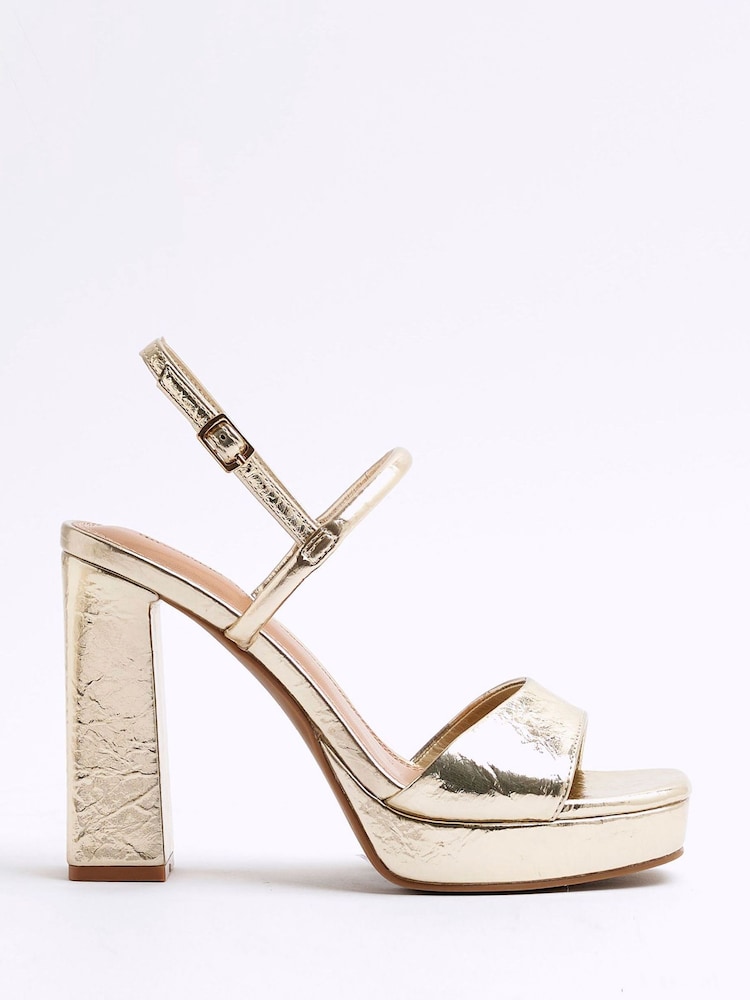 ذهبي - River Island Sling Back Platform Sandals - صورة 1 من 6