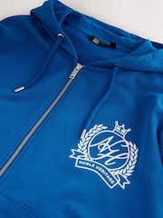 Blue EDIT Graphic Print Zip Through 100% Cotton Hoodie - Image 3 of 4