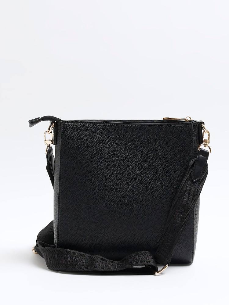 Черный - River Island сумка с длинным ремешком и тиснением - Image 2 of 6