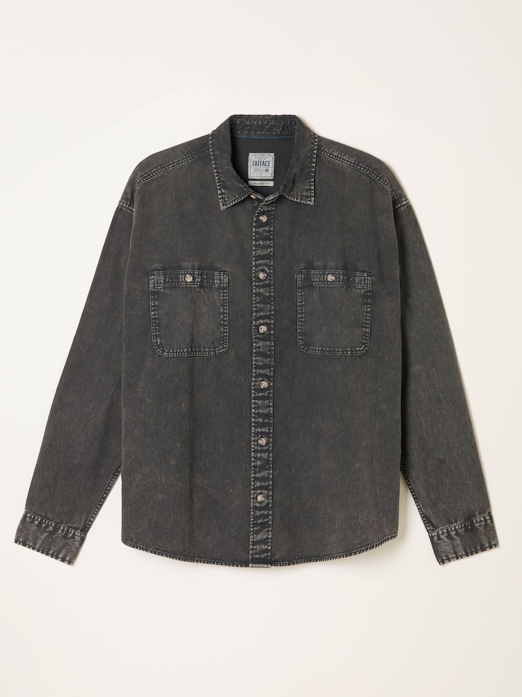 FatFace Dark Grey Long Sleeve Relaxed Fit Garment Dye Utility Shirt - Image 6 of 6 FatFace Dark Grey Long Sleeve Relaxed Fit Garment Dye Utility Shirt - Image 6 of 6
