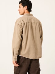 FatFace Light Brown Long Sleeve Relaxed Fit Garment Dye Utility Shirt - Image 2 of 5