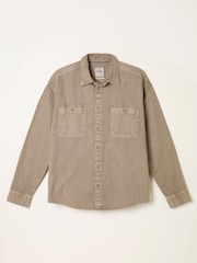 FatFace Light Brown Long Sleeve Relaxed Fit Garment Dye Utility Shirt - Image 5 of 5