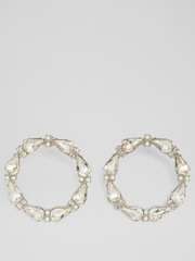 LK Bennett Cream Freya Clear Crystal & Rhodium Plating Statement Circle Stud Earrings - Image 1 of 2