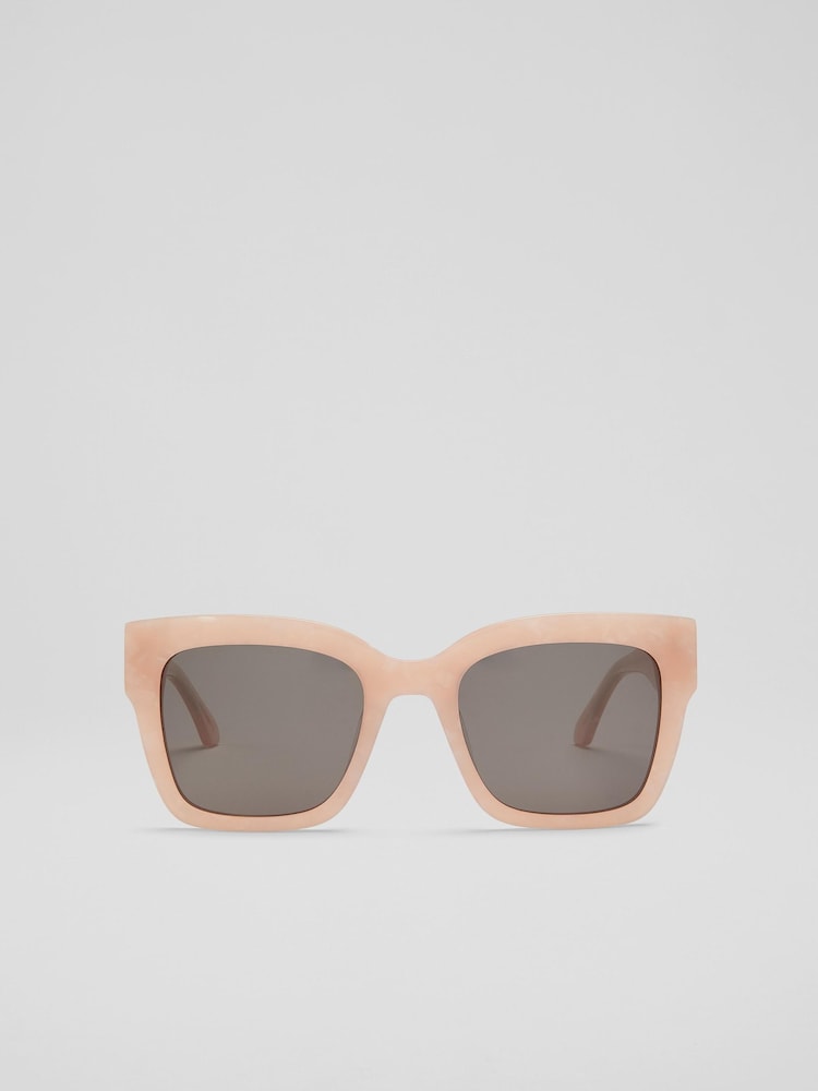LK Bennett Natural Elsa Pearl Acetate Square Sunglass Frame - Image 1 of 2