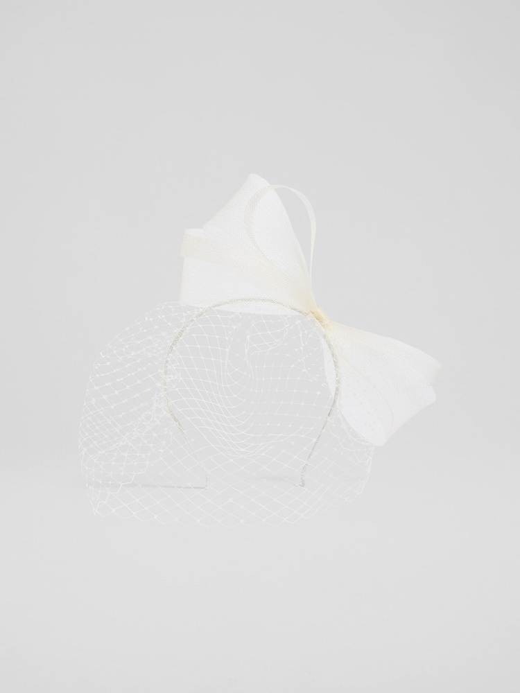 LK Bennett Natural Lucy Ecru Fabric Wide Brim Fascinator - Image 1 of 2