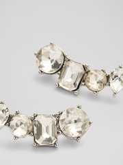 LK Bennett Cream Tally Clear Crystal & Rhodium Plating Ear Climber Set - Image 2 of 2
