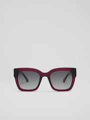 LK Bennett Elsa Maroon Acetate Square Sunglass Frame - Image 1 of 2